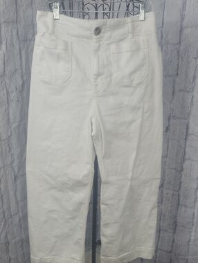 Pilcro Anthropologie White Cropped Pants Straight Leg Size 31